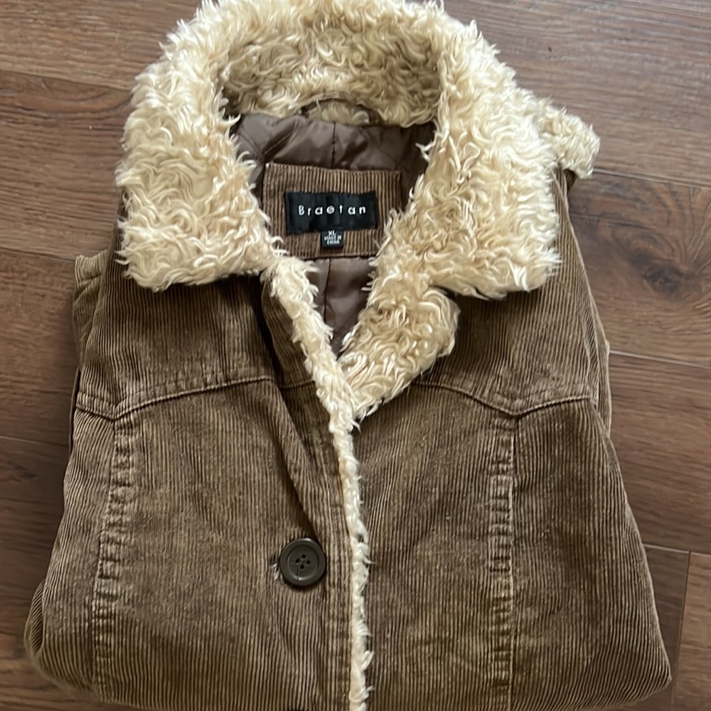 Braetan XL corduroy coat jacket Brown and tan warm office work school vacay - Picture 16 of 16